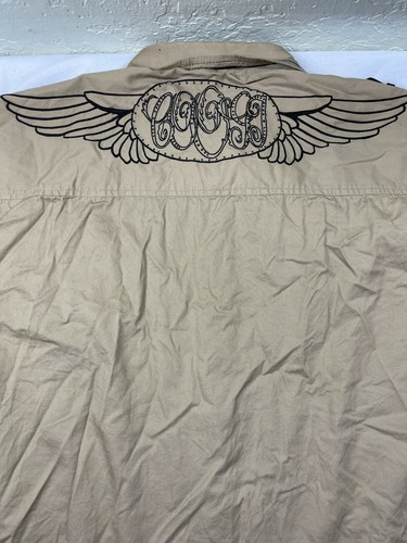 Coogi Shirt 3X XXXL Long Sleeve Button Up Military Uniform Brown WIngs Stitching - Picture 9 of 12