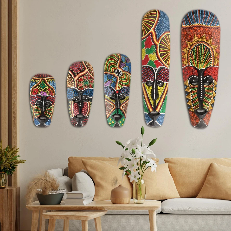 African Special Mask Thai Bar Decorations Wall Mount Dot Aboriginal Style - Image 1 of 1
