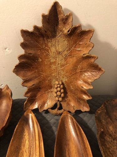 Wood Bowl Decorative Unique Art Display Rustic Carved Home Decor Bowl Lot - Picture 5 of 11