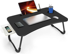 Laptop Bed Table, Portable Foldable Laptop Bed Desk with Storage Drawer and Cup