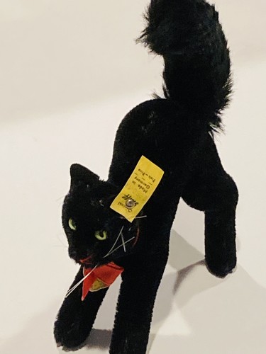 Steiff Black Cat VTG 1950s Germany All Tags 2860.14 Halloween Tomcat Original C9