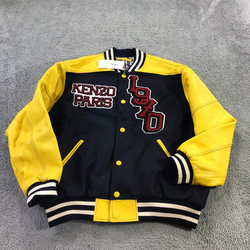 Kenzo Jacket Uomo Piccolo Bomber Jacket Pelle Tigre Varsity Jacket Giallo Univer - Foto 3 di 17
