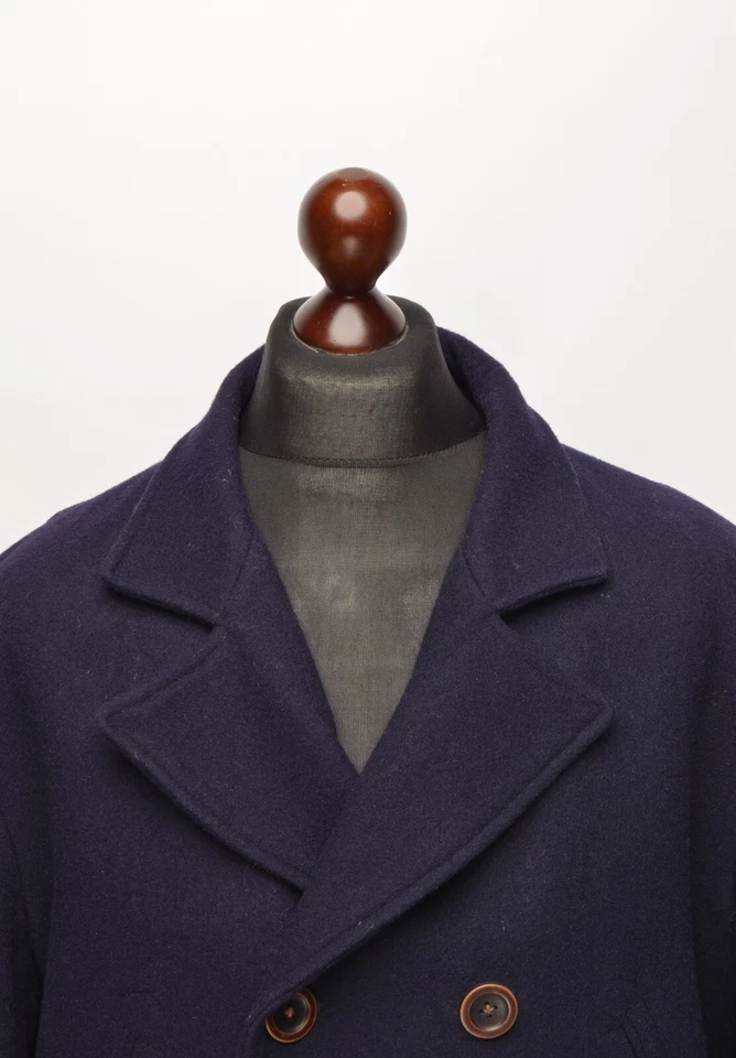 Men's GANT Rugger "The Doubler" Blue Wool Blend Double Breasted Overcoat Size XL - Image 2 of 4