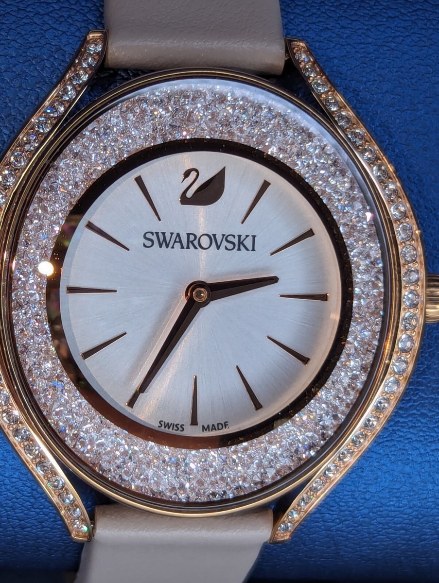 SWAROVSKI 5519450 CRYSTALLINE AURA 腕時計 ssw062 Swarovski Crystalline Aura Watch Leather Strap Gray Rose