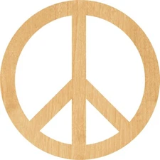 Peace Sign Laser Cut Out Wood Shape Craft Supply - Woodcraft Cutout
