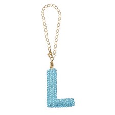 Letter Bag Charm Bling Glitter Letter Charm Initial, Blue, L Shape