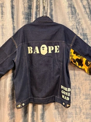 BAPE Multi Motif Loose Fit Denim Jacket Indigo Men's -L image 14