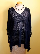 Poncho Zara schwarz Spitze Gr M neuwertig 