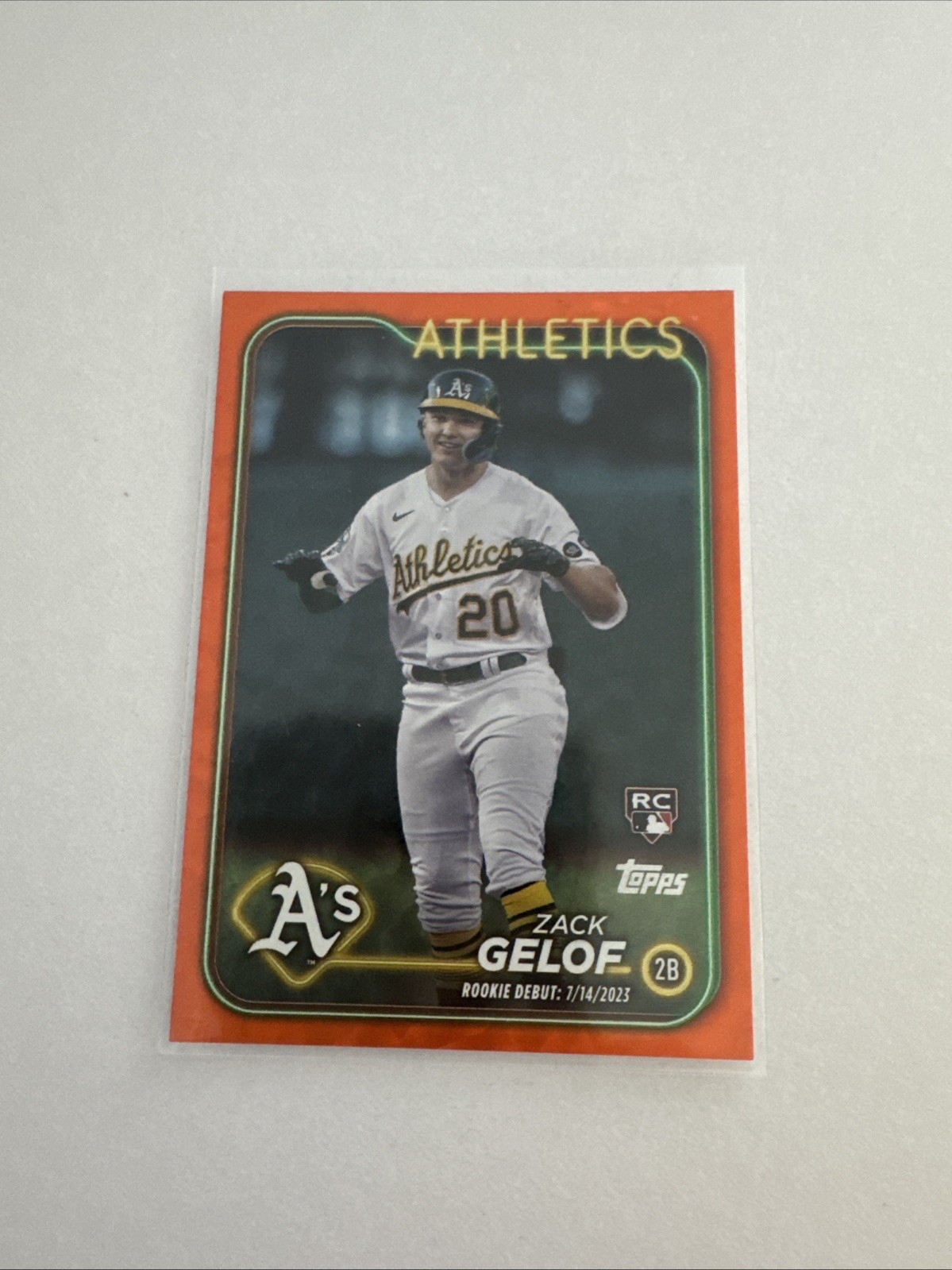 2024 Topps Update Rookie Debut Zack Gelof Orange Crackle Foilboard /299 (RC)