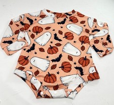 Baby Halloween Romper 6-9 mo Ghost Pumpkin Bat Long Sleeve Bodysuit Outfit