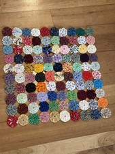 100 Piece Handmade Cotton Yo-Yo Quilt Square 19 X 19 Cottage Farmhouse Core