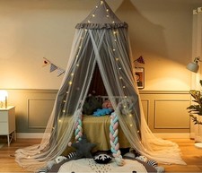 Bed Canopy with Star Lights Double Layer for Bed, Girls Princess Play Tent