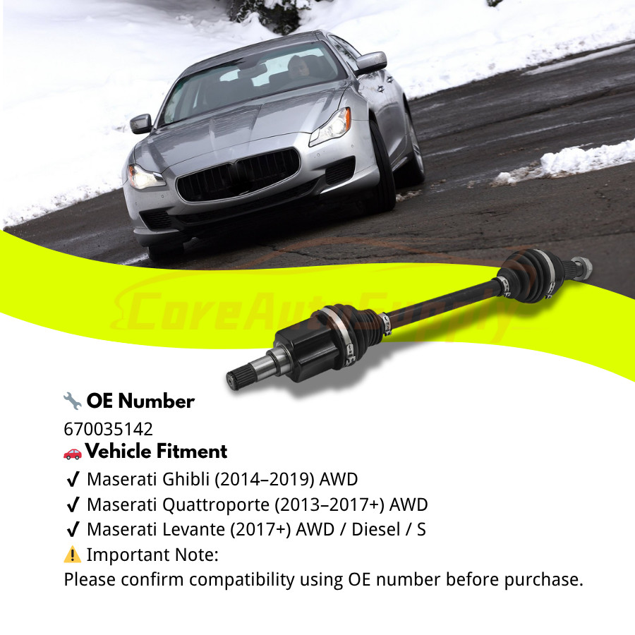 Front Right CV Axle Shaft 670035142 for Maserati Ghibli Quattroporte Levante AWD