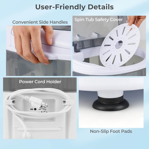 Portable Washing Machine 5.5 lbs Mini Top Load Washer w/ Removable Spin-Dry Tub - Picture 7 of 11