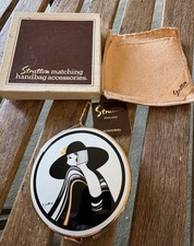 Mujer Compacta Stratton Vintage con Sombrero y Bufanda Art Deco Tono Dorado NUEVO STOCK ANTIGUO