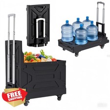 Vecelo Foldable Shopping Cart Wheels Collapsible Rolling Crate 23GAL Black