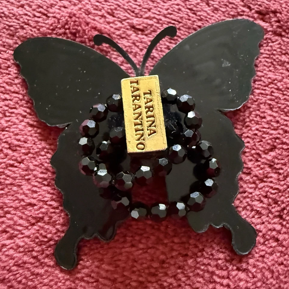 Anillo Mariposa Tarina Tarantino Negro Cristal Swarovski Ajustable Raro Era Y2K Foto 2 de 4