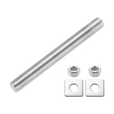 M12 x 110mm Fully Threaded Rod Silver 304 Stainless Steel with Nuts and Washers
