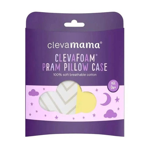 Clevamama - Clevafoam Pram Baby Pillow Case - Grey/Yellow - Picture 2 of 4