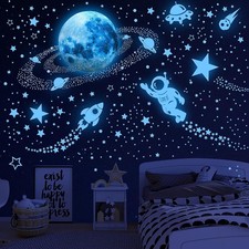 531Pcs Glow in The Dark Stars and Planet Wall Stickers,Galaxy 30cmx20cm, Blue