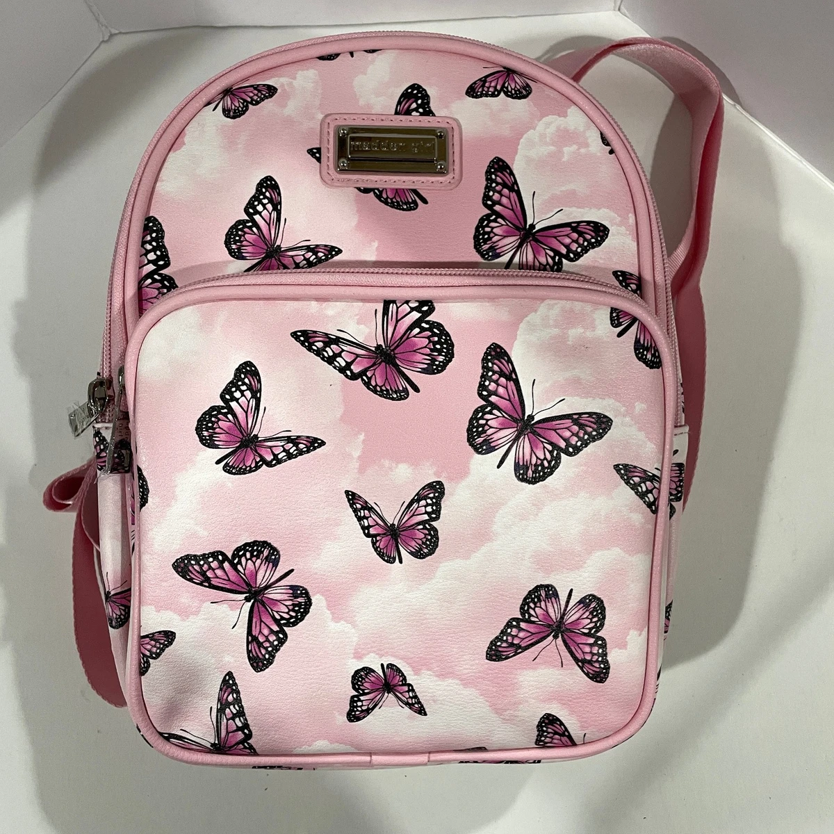 Madden Girl Multi Pink Stripe Bow Floral Dome Large Backpack w/ Charms NEW Madden Girl Pink Bow Coquette Mini Backpack | Mercari main image 2