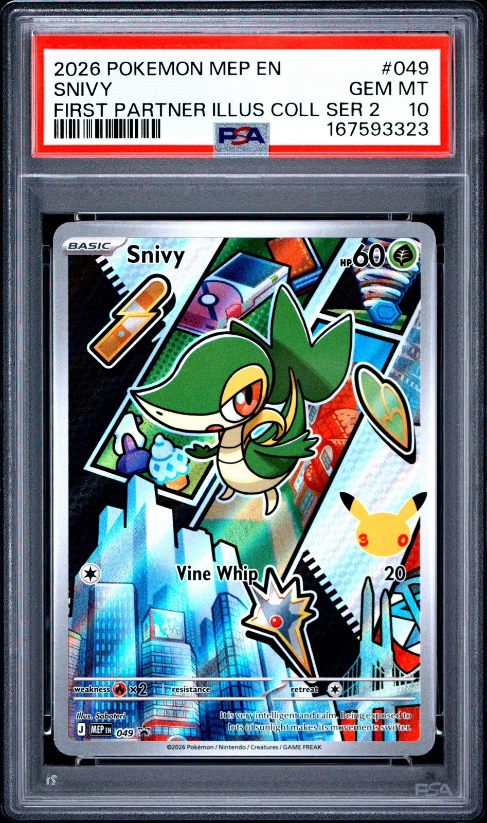2026 POKEMON MEP EN-ME BLACK STAR PROMO #049 SNIVY PSA 10