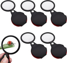 5 Pack Mini Pocket Magnifier, 10X Magnification, Foldable, 2.16 Inch