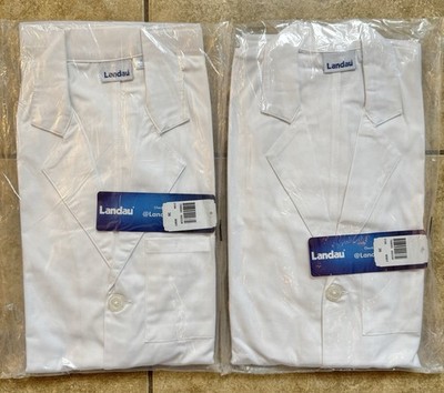 2-Pack Landau Men's Essential White Lab Coat Relaxed Fit Size 36 FAST SHIPPING