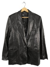 ZARA Veste en cuir synthétique Dames Veste T EU 38 noir style décontracté