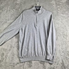 Brooks Brothers Supima Cotton Quarter Zip Sweater Mens Large Gray Knit Pullover