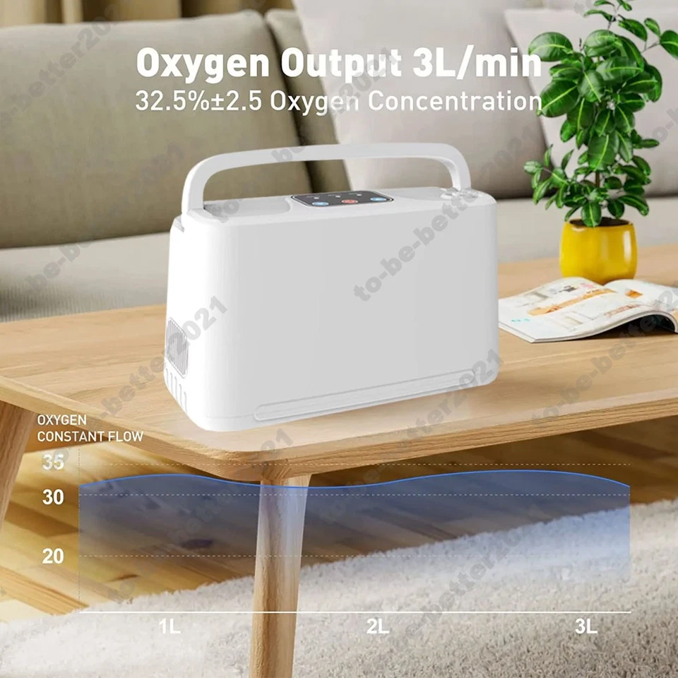 3L Portable Oxygen Generator Machine+2pcs 2500mah Battery Kit For Home Outdoor - Image 4 of 4