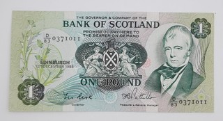 1985 The Bank of Scotland UK £1 (One) Pound Banknote Serial No. D83 0371011