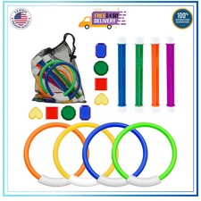 16 PCS Pool Diving Toys Set Rings Sticks Gems for Swimming Training Water Games
