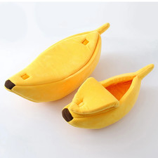 Cute Banana Cat Bed House   Funny Pet Hideout, Soft Cozy Banana Shape Cat Cave