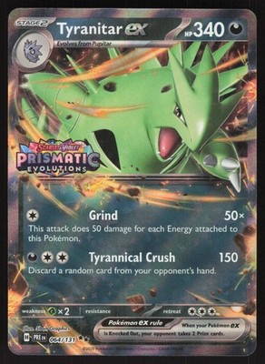 Pokemon Tyranitar ex (Prismatic Evolutions Stamp) RR 064/131 MCAP Holofoil NM