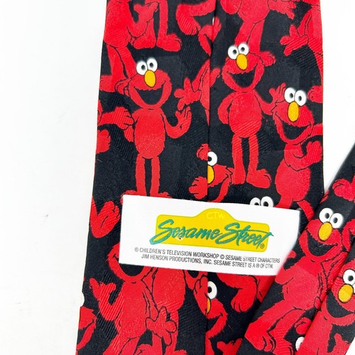 Sesame Street Mens Vintage Kidcore Formal Handmade Elmo Novelty 100% Silk Tie - Picture 3 of 5