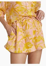 NWT Zimmermann Golden Relaxed Silk Shorts Pink Gold Floral Size 0 AU 4 US $375