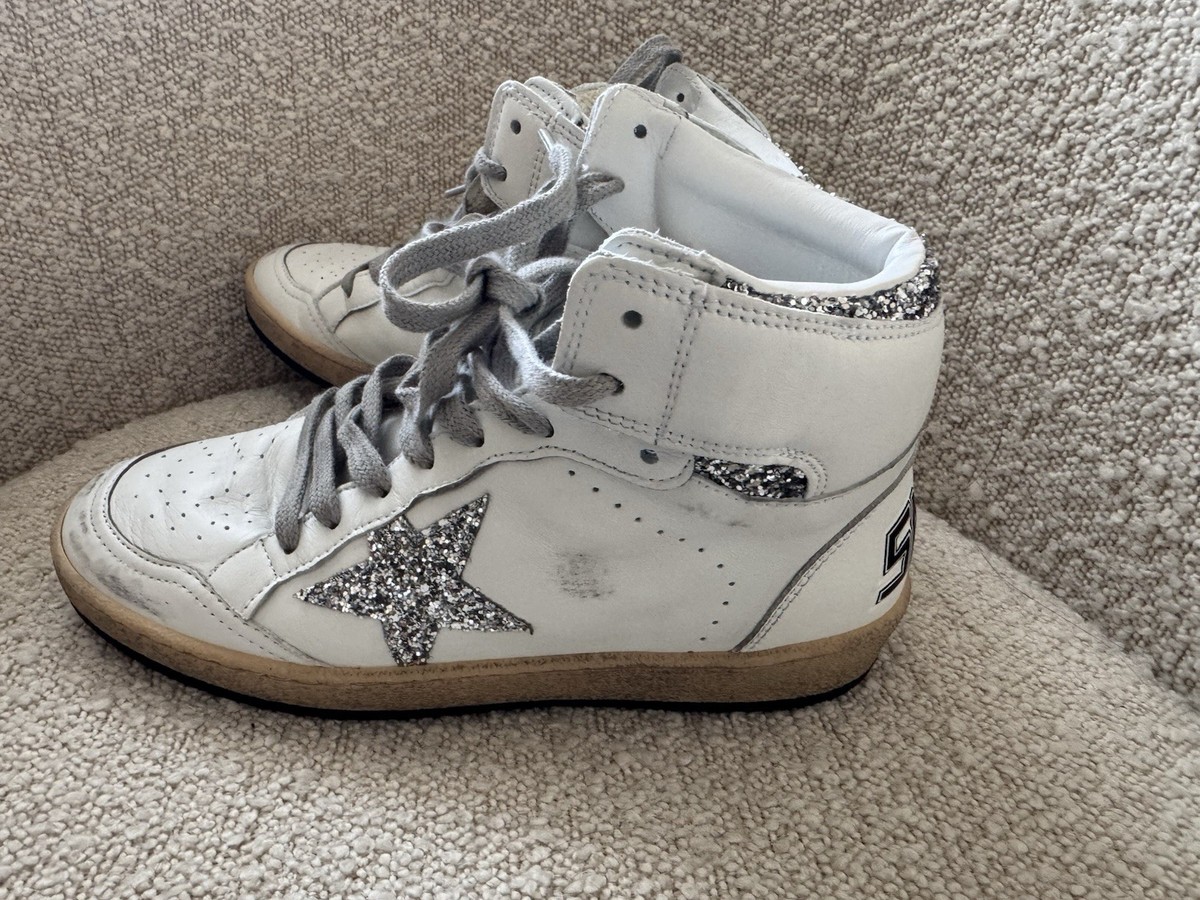 Golden Goose Sky Star Sneaker size High-Top White Silver Glitter