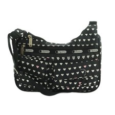 Lesportsac LesportSAC Shoulder Bag Heart Pattern Black White Pink /MI ■OS