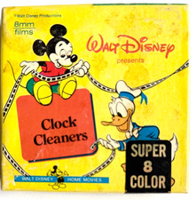 WALT DISNEY'S "CLOCK CLEANERS" SUPER 8mm 3" COLOR REEL MICKEY, DONALD GOOFY