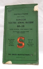 Vintage 1941 Singer Electric Sewing Machine 66-16 Instruction Booklet