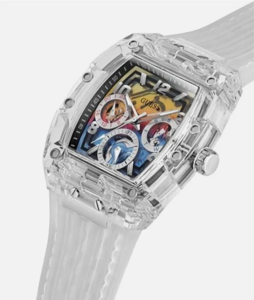 Reloj Pulsera Hombre GUESS PHOENIX GW0499G3 Multifunción Silicona Blanco - ¡NUEVO! Foto 4 de 4