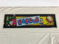 vintage Dig Dug Marquee Arcade Cabinet Topper Sign Glass Atari 038273-01 REV A