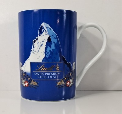 Lindt Swiss Premium Chocolate Logo Mug Cup 12 Oz Matterhorn Swiss Alps Blue 