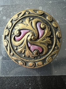 1890's Fashion Button - Beautiful Brass & Metal with Enamel Coloring
