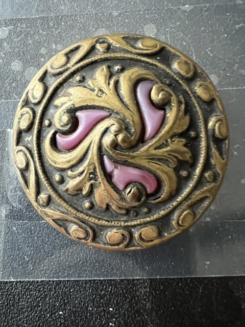 1890's Fashion Button - Beautiful Brass & Metal with Enamel Coloring