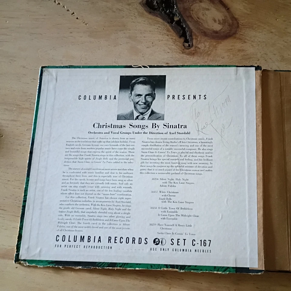 Frank Sinatra -Christmas Songs By Sinatra Columbia C-167 Vinyl 10" 4 LP Set 78’ - Image 3 of 4