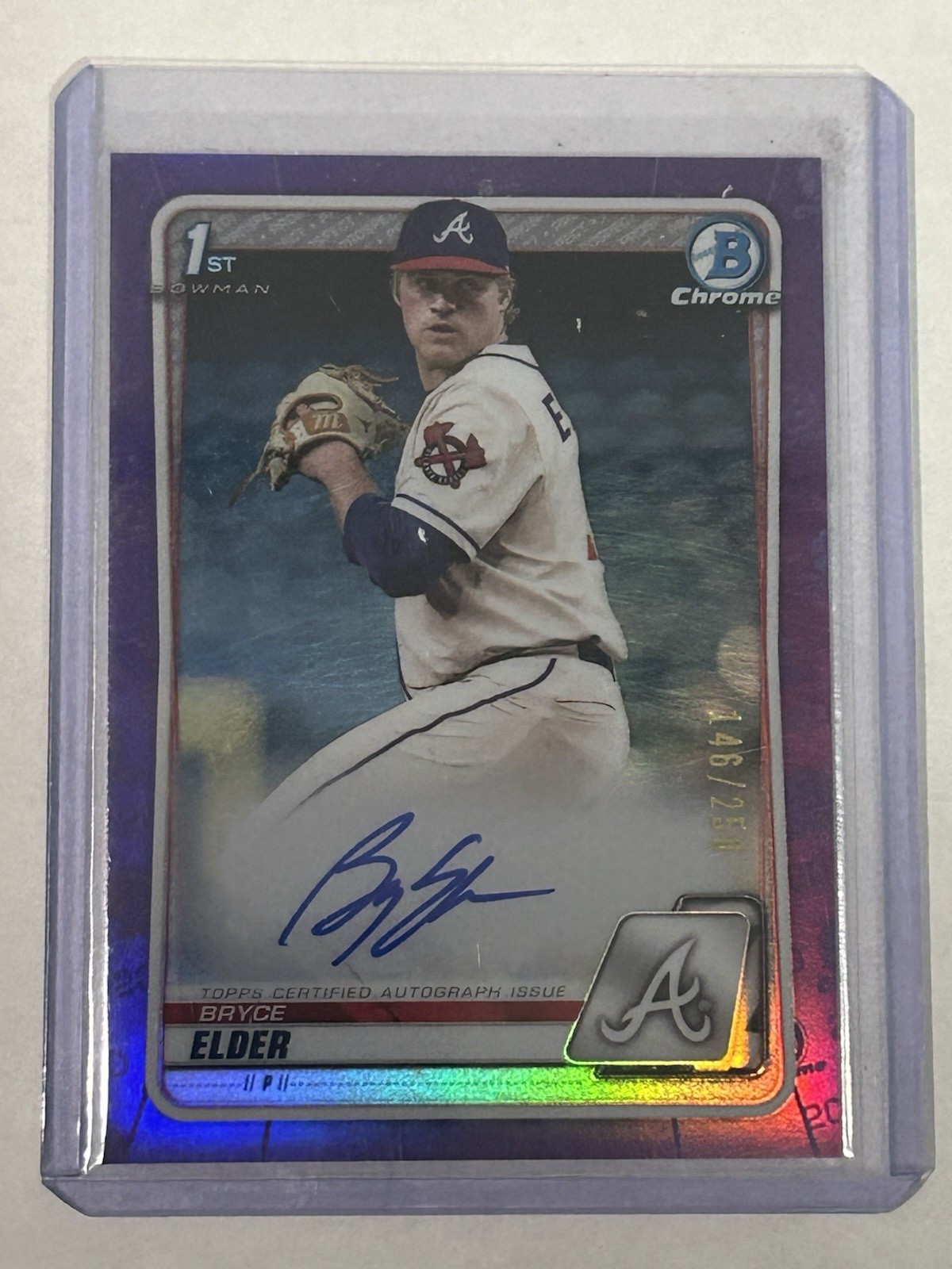 2020 Bowman Draft -Chrome Draft Picks Autographs Bryce Elder #CDA-BE Purple /250