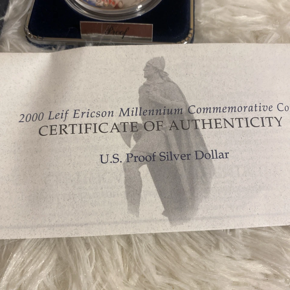 2000 P Leif Ericson Millennium Commemorative Proof Silver $1 One Dollar OGP  COA - Image 2 of 4
