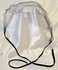 Vintage Fascinator Veil Hat Netted with Velvet Chin Ties